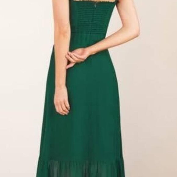reformation Nikita dress in forest green in a US 0 - Picture 3 of 4